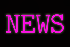 Schwarz pinker Button mit dem Wort NEWS